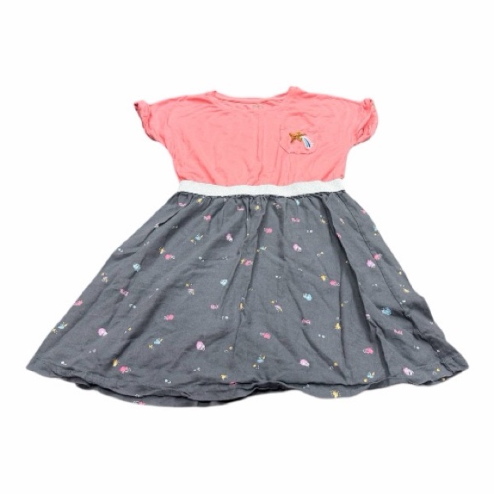 Gymboree Girls Short Sleeve Dress, Size 8, Pink Gray, Knee Length